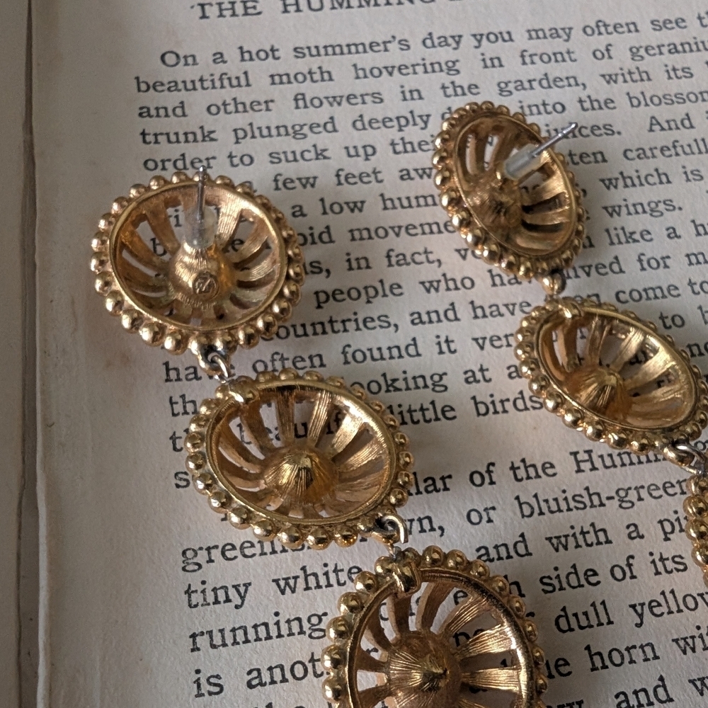 Vintage Swarovski Gold and Gemstone Earrings - Picture 6 of 10